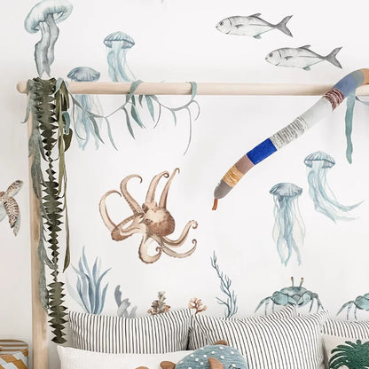 Close-up view of Underwater Sea Animals World Wall Decal | Home Decor by HomeDecorDecals.