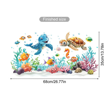 Watercolour Cartoon Cute Marine Animals Wall Decal | Home Decor removable peel and stick wall decal by HomeDecorDecals.
