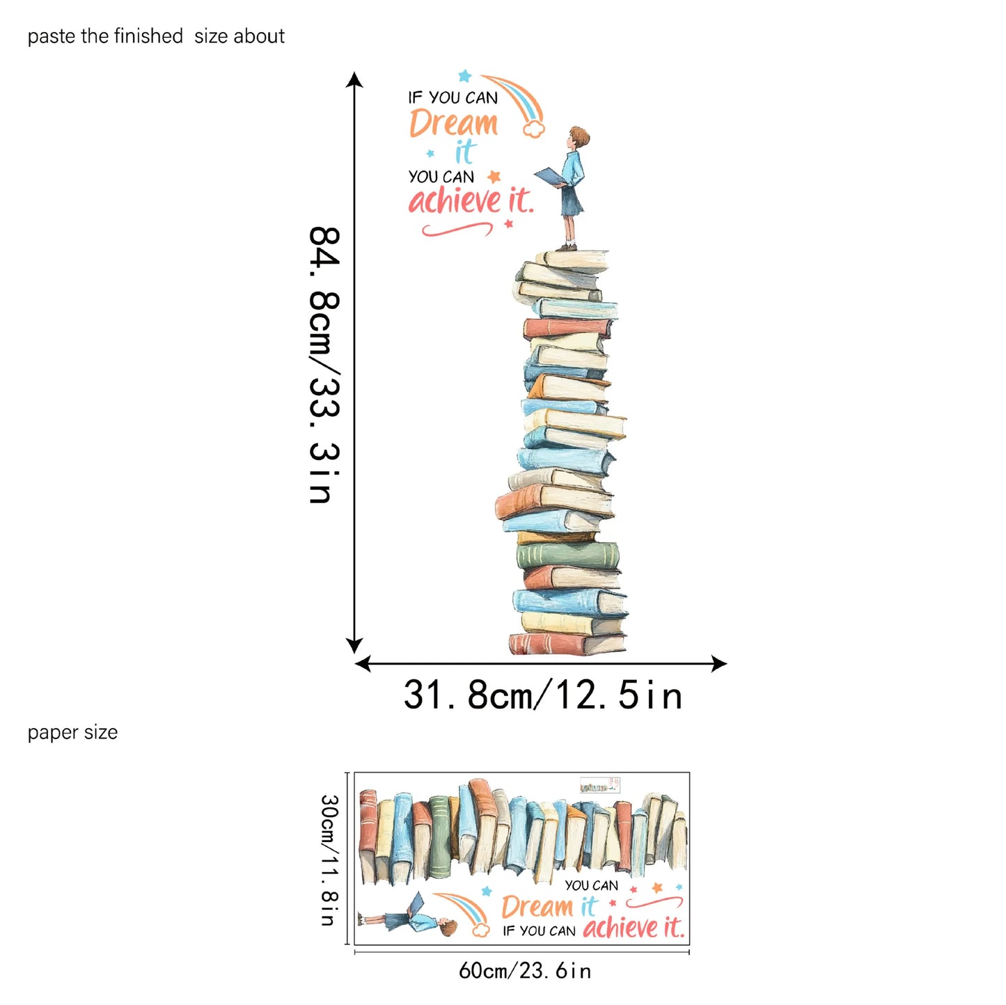 Boy Standing on a Book Wall Decal | Room Decor displayed in room decor by HomeDecorDecals.