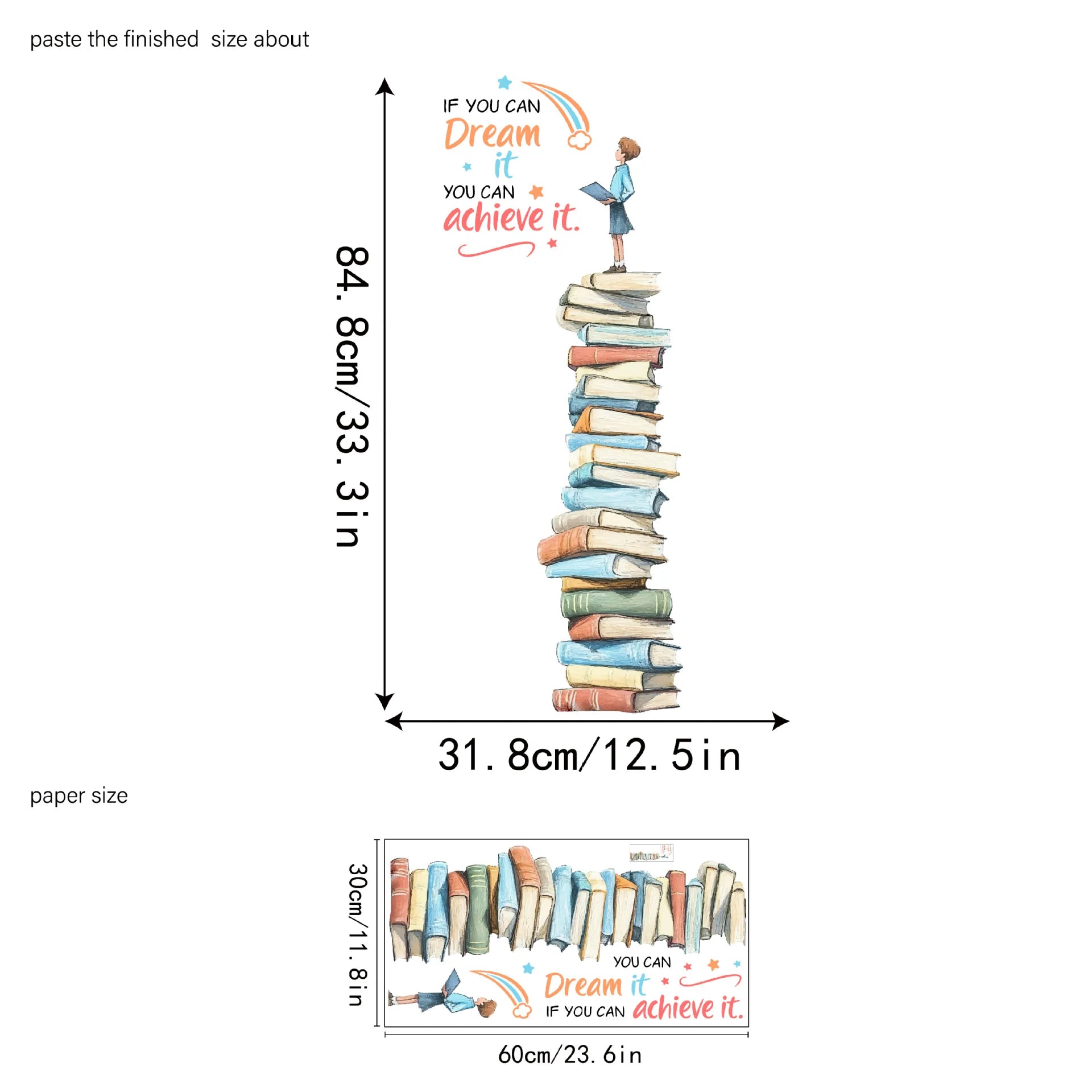 Boy Standing on a Book Wall Decal | Room Decor displayed in room decor by HomeDecorDecals.