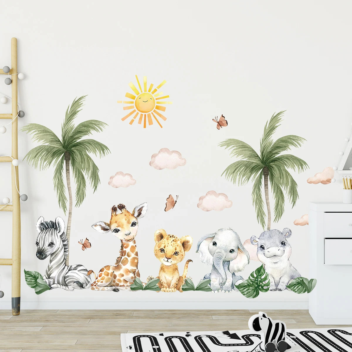 African Safari Wall Stickers Lion, Elephant and Giraffe-HomeDecorDecals_com