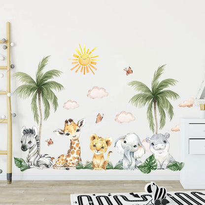 African Safari Wall Stickers Lion, Elephant and Giraffe-HomeDecorDecals_com