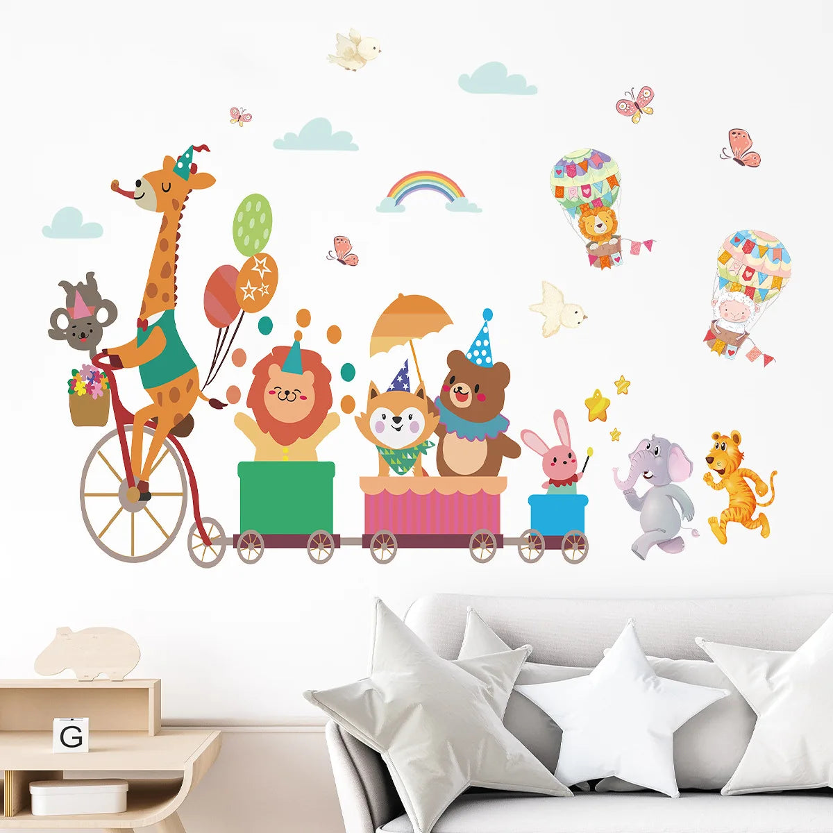 Cartoon Planet Rocket Height Measurement Wall Stickers for Kids Room Baby Boy Room Height Roller Grow Up Chart Wall Decals Mural-HomeDecorDecals_com