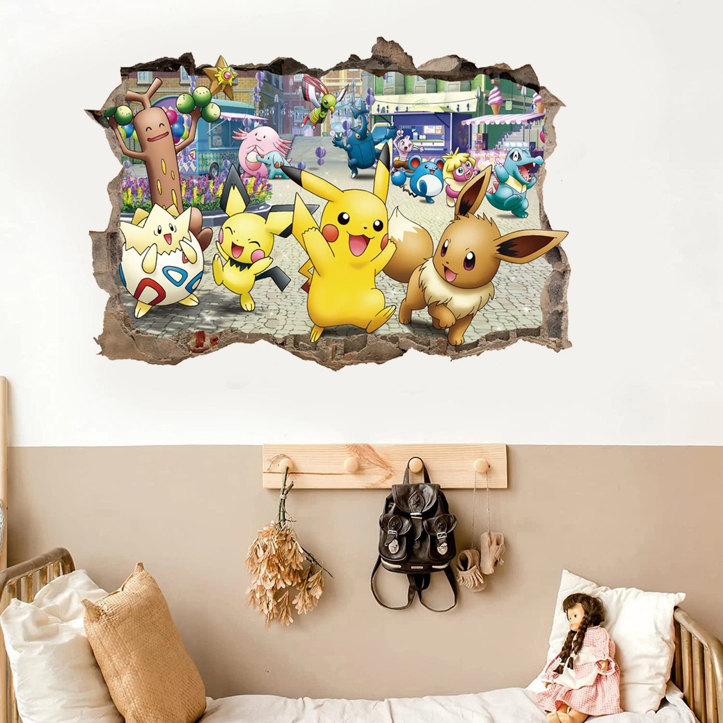 Cartoon Pikachu Wall Stickers For Kid's Rooms Kindergarten Living Room Bedroom DIY Wall Decoration Animated Poster Bedroom Decor-HomeDecorDecals_com