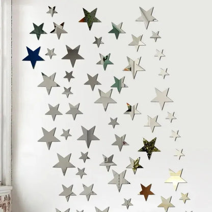 20pcs/1set Star Wall Sticker 3D Acrylic Irregular Mirror Vanity Living Room Decoration Cartoon Wall Stickers for Room Home Decor-HomeDecorDecals_com