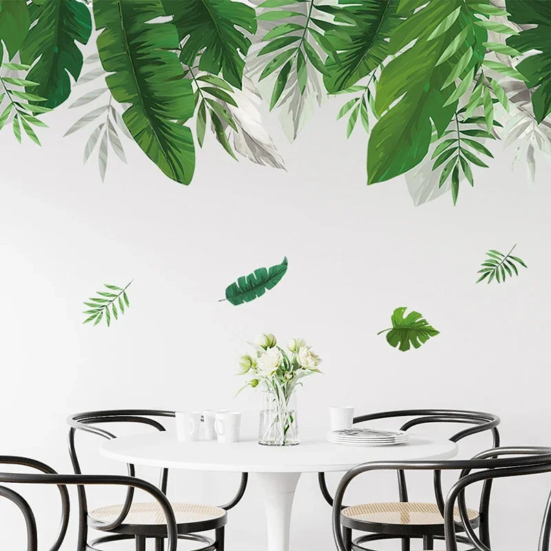Close-up view of Tropical Palm Leaves Wall Decal | Home Decor by HomeDecorDecals.