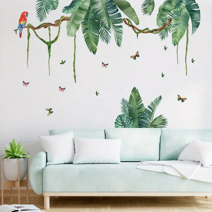 Watercolor Leaf andamp; Butterfly Wall Sticker PVC Kids Decor-HomeDecorDecals_com