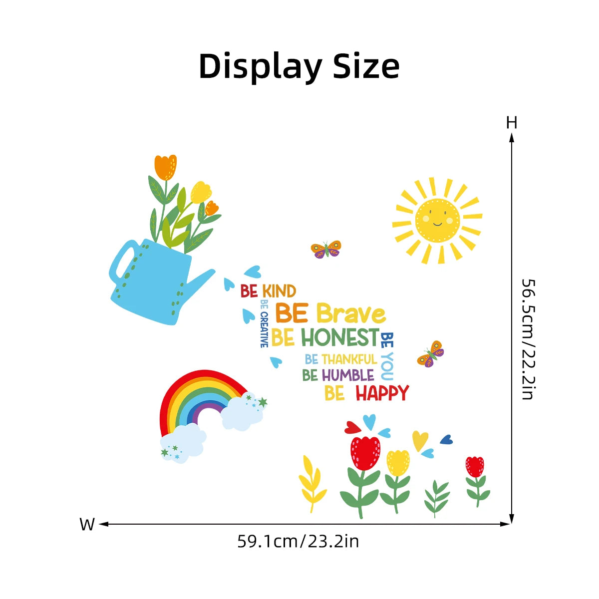 Cartoon Flower Watering Pattern Wall Decal | Room Decor displayed in room decor by HomeDecorDecals.