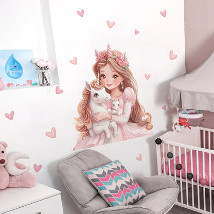 Magical Unicorn And Girl Wall Decal-HomeDecorDecals_com