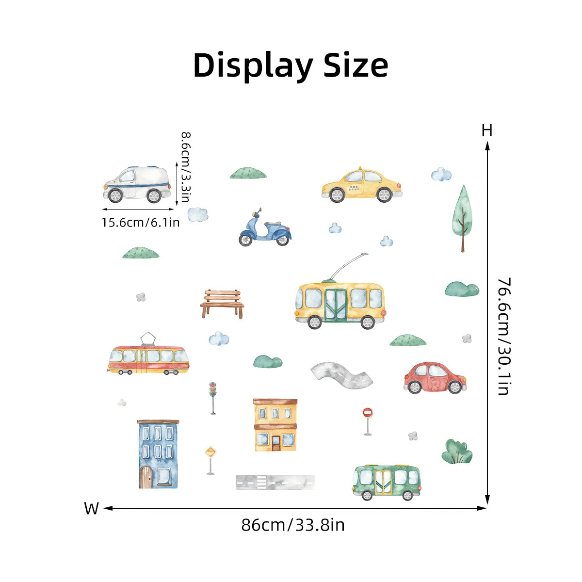 Cartoon Tree Bus Car Wall Stickers for Kids Room Home Decor Accessories Living Room Child Bedroom Decoration Baby Nursery-HomeDecorDecals_com