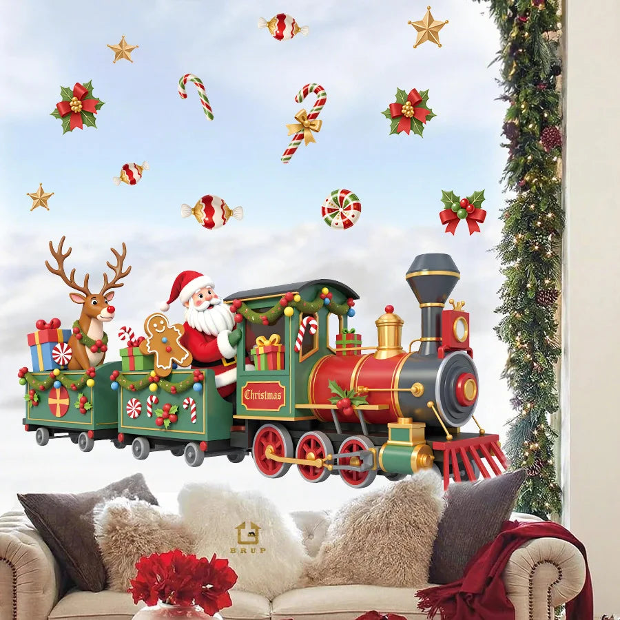Santa Train Christmas Wall Sticker | Room Decor design details by HomeDecorDecals.