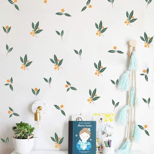 Nordic Green Leaves Wall Decal | Home Decor removable peel and stick wall decal by HomeDecorDecals.