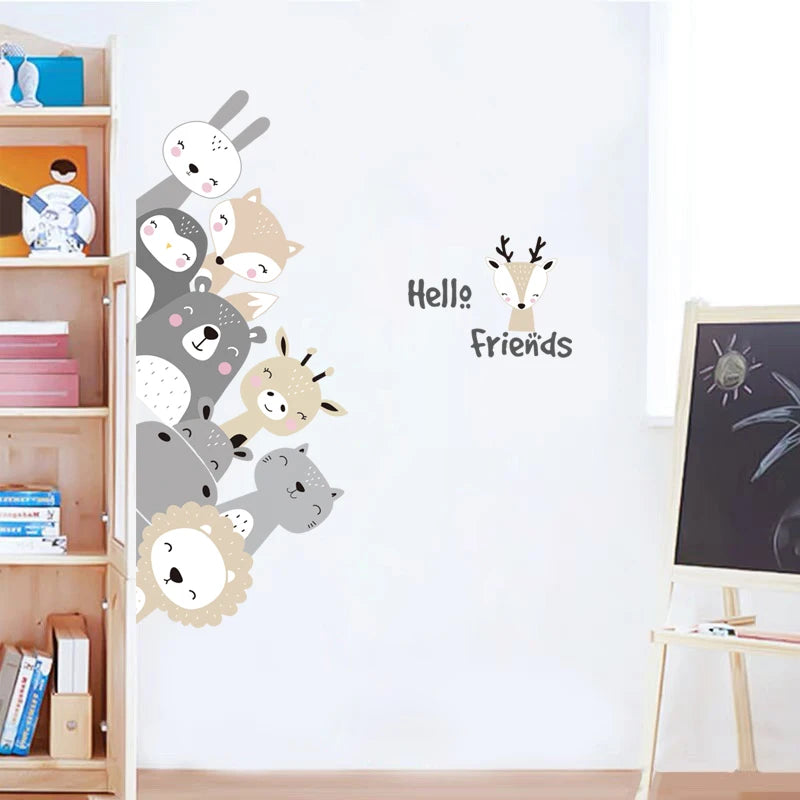 Cartoon Animal Friends Wall Decal for Kids-HomeDecorDecals_com