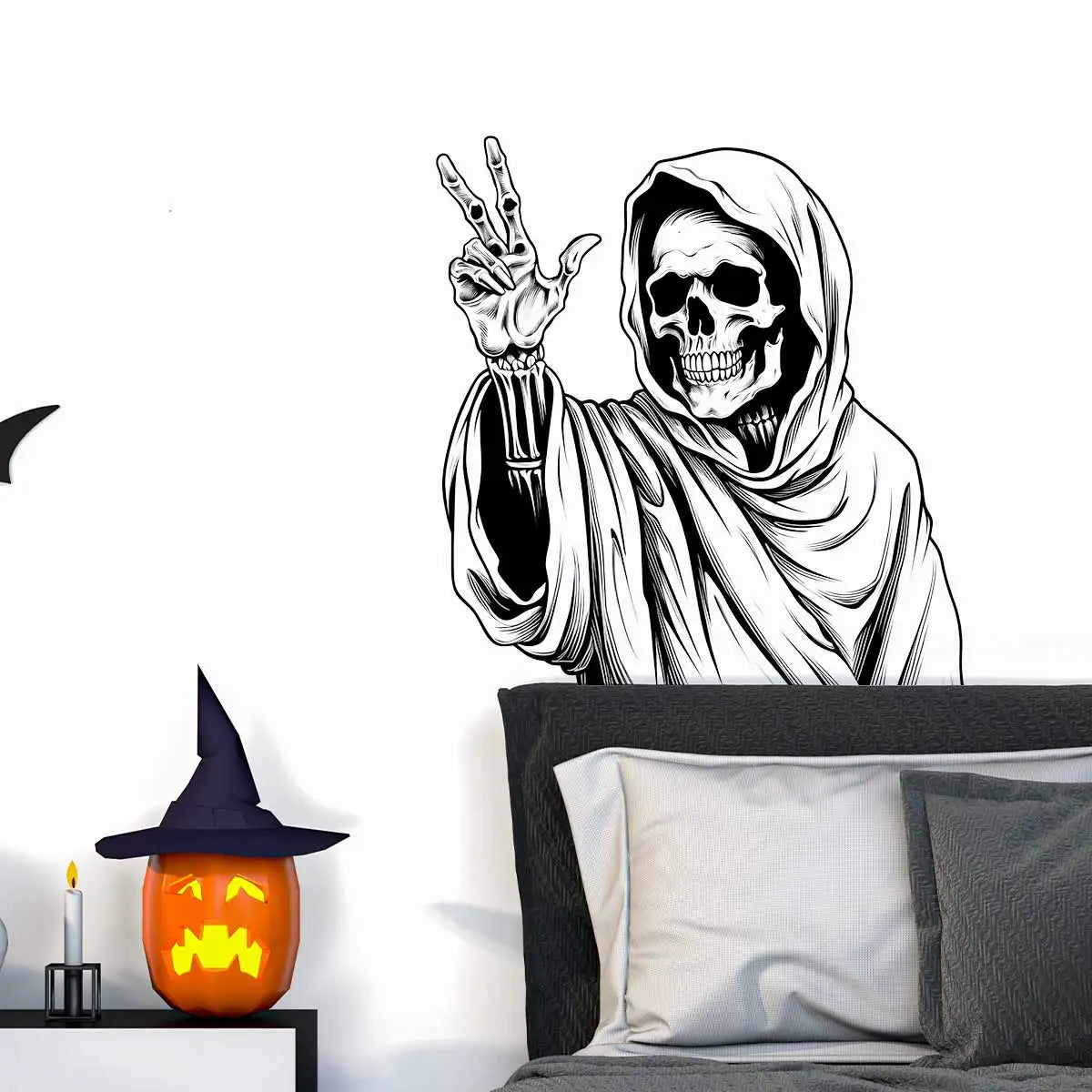 Black Cape Skull Pattern Wall Decal | Home Decor by HomeDecorDecals.