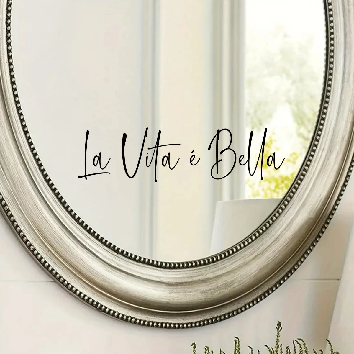 Close-up view of Warm Quote Mirror Decal | Home Decor by HomeDecorDecals.