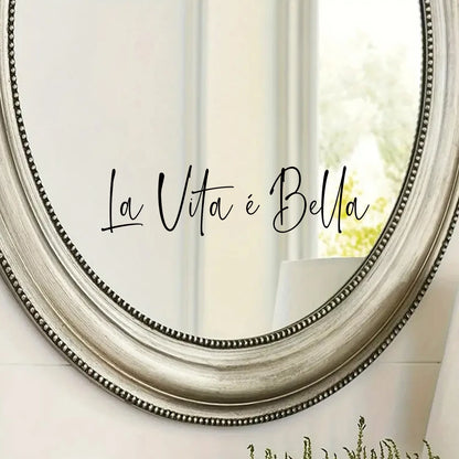 Close-up view of Warm Quote Mirror Decal | Home Decor by HomeDecorDecals.