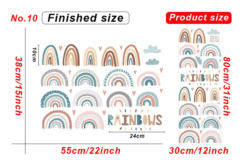 1x Cartoon Arch Rainbow DIY Wall Stickers for Baby Room Kids Bedroom Nursery Window Decor Removable PVC Decals Home Pieces Mural-HomeDecorDecals_com