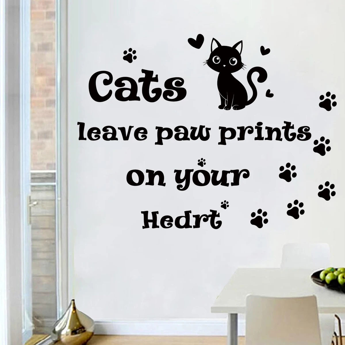 Close-up view of Cartoon Black Cat Wall Decal | Room Decor by HomeDecorDecals.