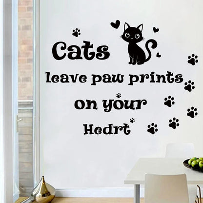 Close-up view of Cartoon Black Cat Wall Decal | Room Decor by HomeDecorDecals.
