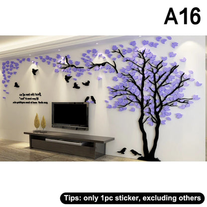 CC553D Acrylic Tree Wall Stickers Self-adhesive Background Wall Wall Decal Wall Stickers Home Decoration, Bedroom Wallpaper-HomeDecorDecals_com