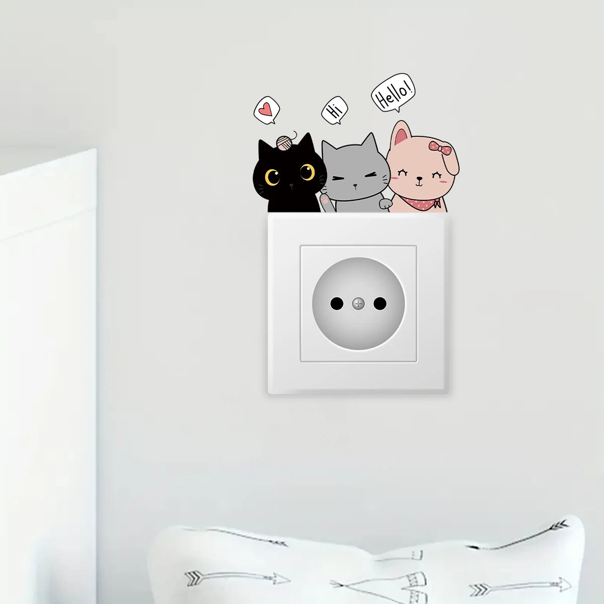 1pcs Cartoon Cute Cat Switch Sticker for Kids Room Decor Wall Decals Home Decoration Accessories Living Room Background-HomeDecorDecals_com
