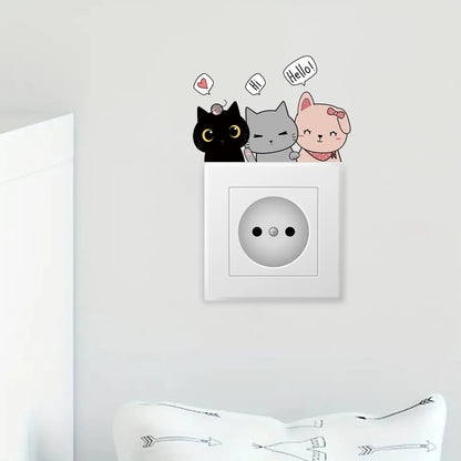 1pcs Cartoon Cute Cat Switch Sticker for Kids Room Decor Wall Decals Home Decoration Accessories Living Room Background-HomeDecorDecals_com