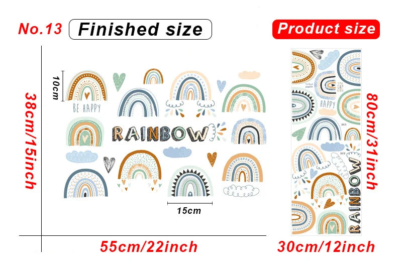 1x Cartoon Arch Rainbow DIY Wall Stickers for Baby Room Kids Bedroom Nursery Window Decor Removable PVC Decals Home Pieces Mural-HomeDecorDecals_com