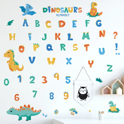 Cartoon Dinosaur Alphabet Removable Wall Stickers Letter Digit for Early education Kindergarten Nursery Kids Baby Room PVC Decal-HomeDecorDecals_com