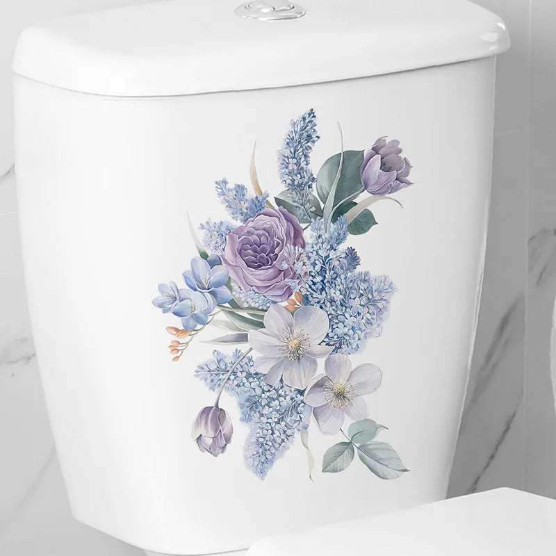 Green Plant Leaves Bathroom Toilet Sticker WC Closestool Wall Sticker Self Adhesive Mural Beautify Flower Home Decoration Decals-HomeDecorDecals_com
