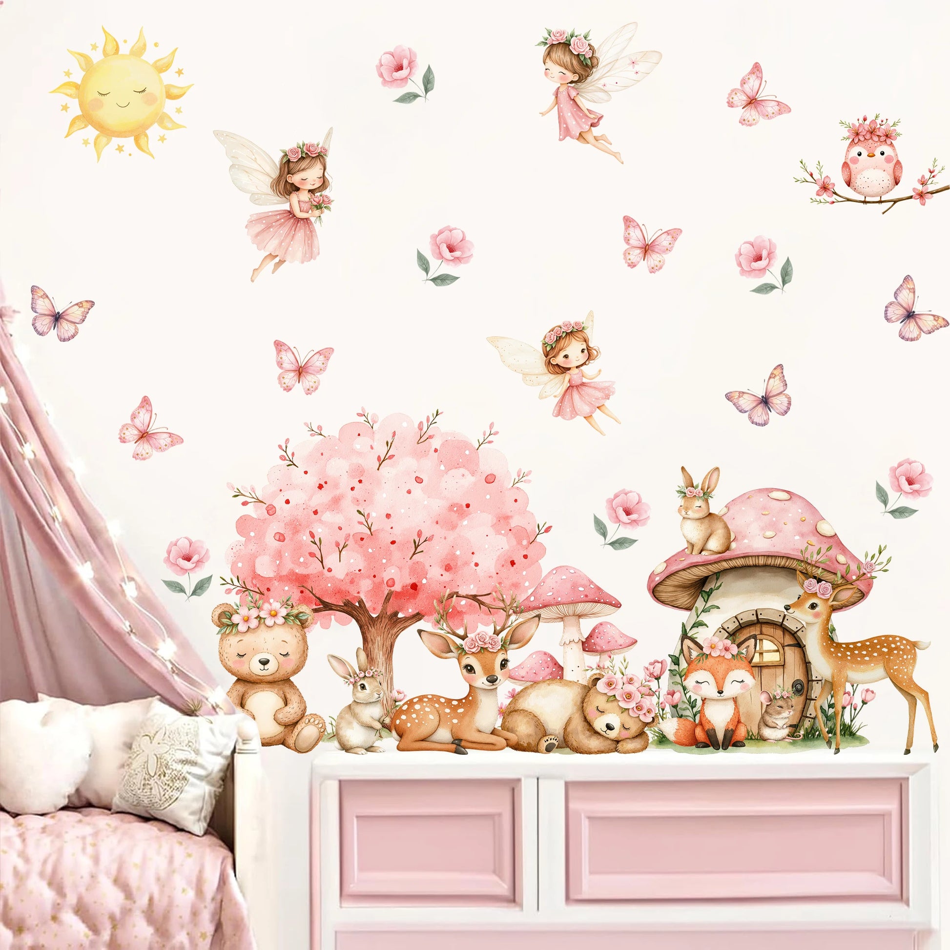 Elf Princess Mushroom House Kids Wall Sticker-HomeDecorDecals_com