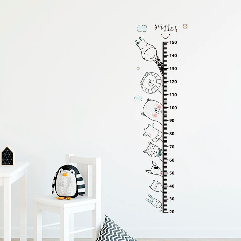 Simple Line Animals Cartoon Height Ruller Wall Stickers Grow Up Height Measure Wall Decals for kis Room Living Room Bedroom PVC-HomeDecorDecals_com