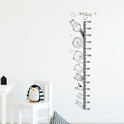 Simple Line Animals Cartoon Height Ruller Wall Stickers Grow Up Height Measure Wall Decals for kis Room Living Room Bedroom PVC-HomeDecorDecals_com