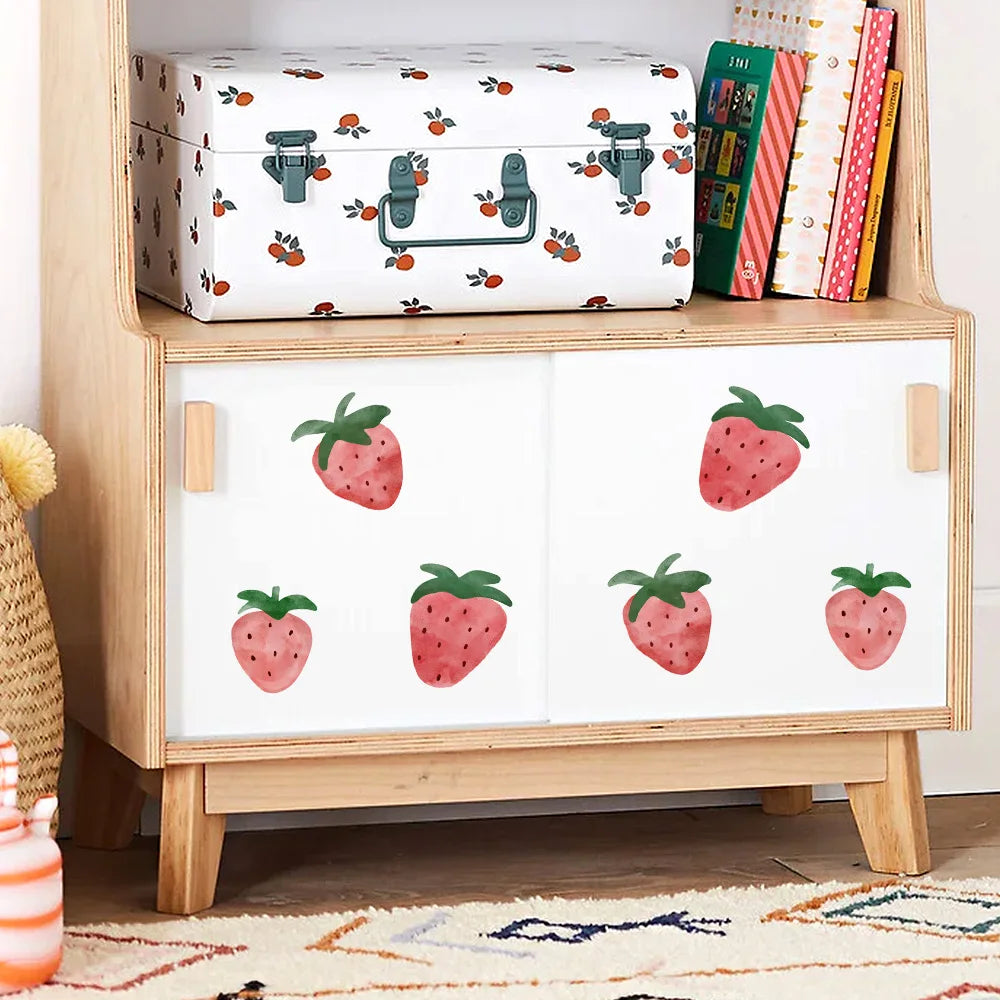 Pink Strawberry Self-Adhesive Vinyl Wall Stickers for Kids Boys Bedroom Home Room Decorations Child Bedroom Wall Art-HomeDecorDecals_com