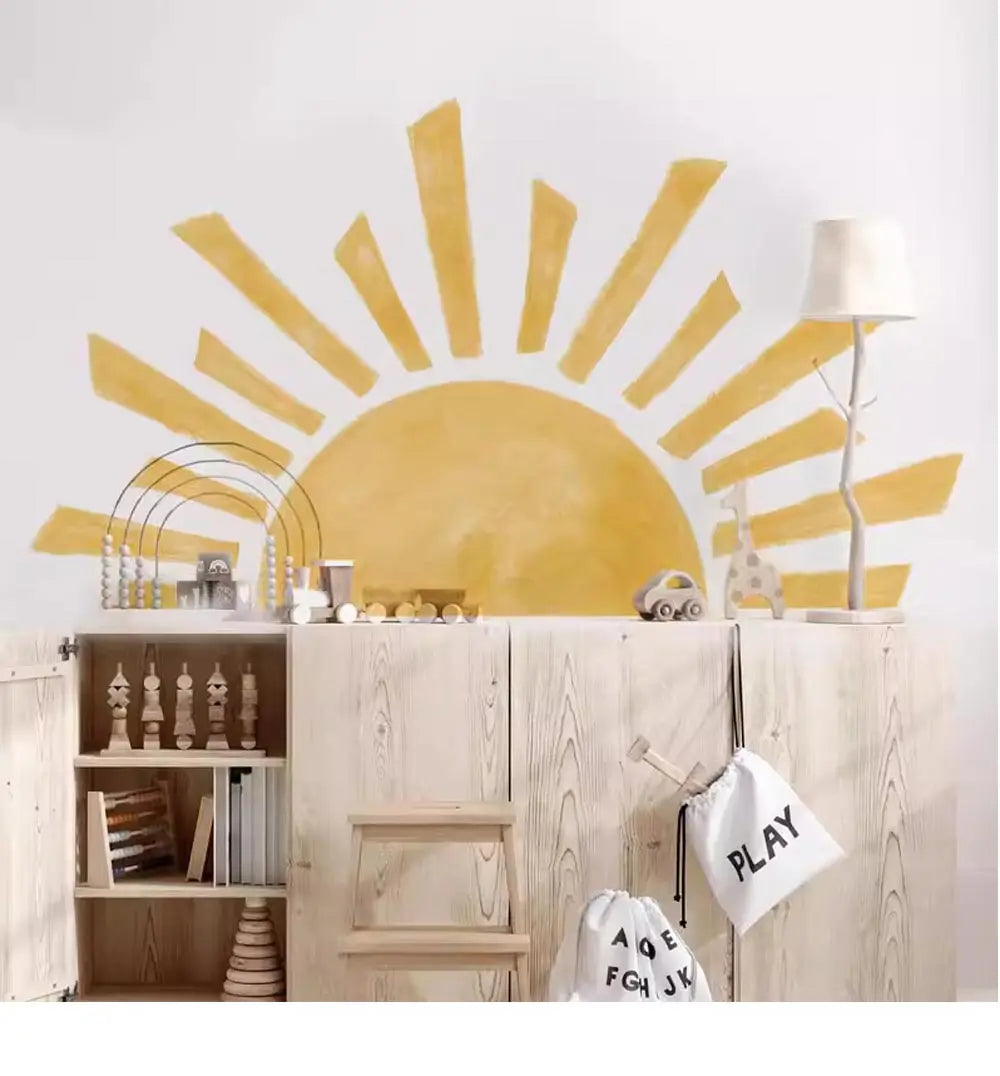 Detailed look at Sunshine Half Sun Wall Decal | Home Decor by HomeDecorDecals.