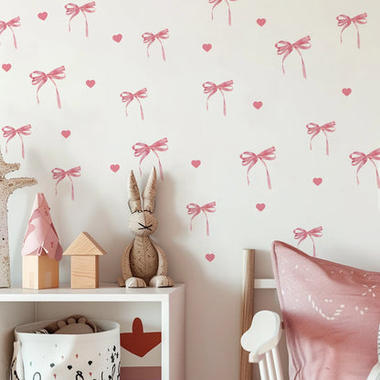 Pink Bow Love Wall Sticker | Home Decor by HomeDecorDecals.