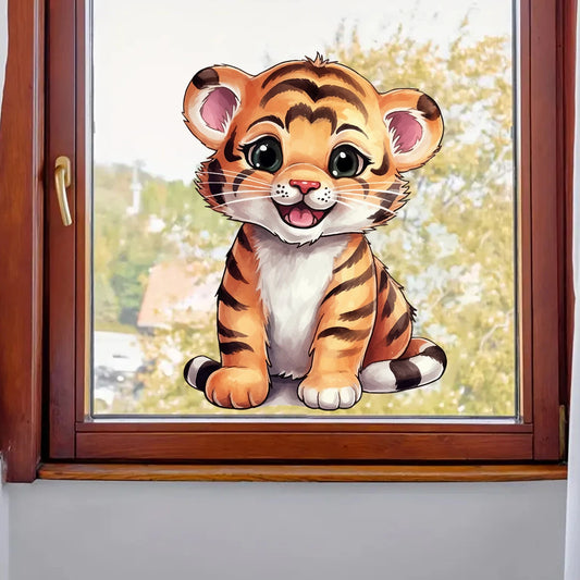 1Pc Watercolor Cute Tiger Wall Decals Bedroom Accessories Wall Stickers for Windows Kids Room Decor Wall Decals Decoration-HomeDecorDecals_com
