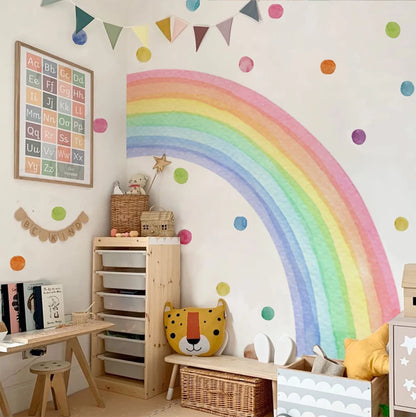 Large Watercolor Rainbow Wall Stickers For Kids Rooms Giant Child Wall Rainbow Stickers Pastel Boho Rainbow Wall Sticker-HomeDecorDecals_com