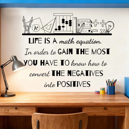 Math Equation Life Quote Wall Decal | Room Decor displayed in room decor by HomeDecorDecals.