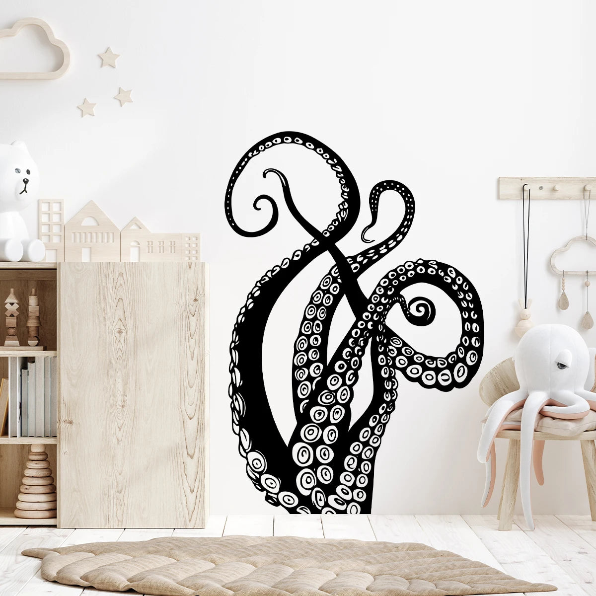 Funny Octopus Foot Silhouette Wall Stickers for Home Decor Accessories Living Room Decoration Background Wall Decals Kids Room-HomeDecorDecals_com