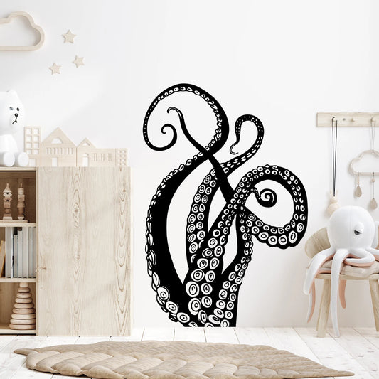 Funny Octopus Foot Silhouette Wall Stickers for Home Decor Accessories Living Room Decoration Background Wall Decals Kids Room-HomeDecorDecals_com
