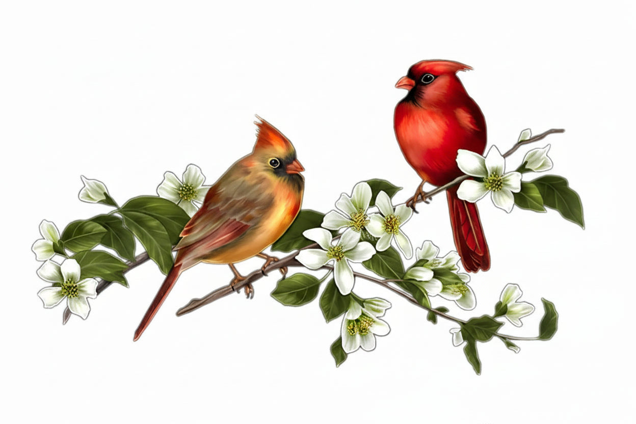 Additional view of Beautiful Flower and Bird Art Wall Decal | Home Decor by HomeDecorDecals.