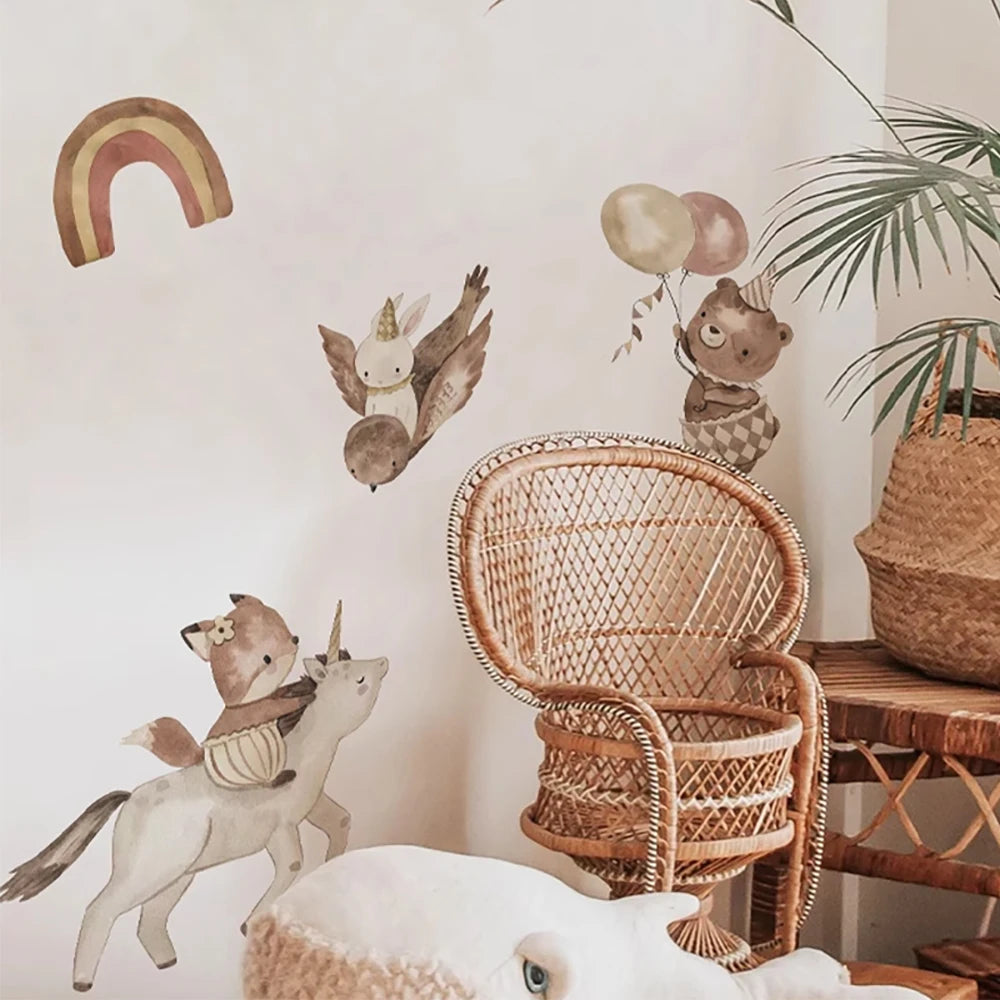 Small Town Wall Decals Animals Vinyl Nordic Style Wall Stickers Peel and Stick for Nursery Bedroom Kid Room Home Art Decor-HomeDecorDecals_com