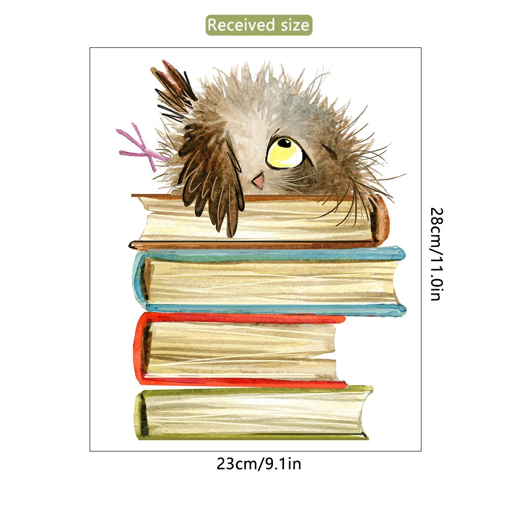 Cute Owl Books Wall Stickers PVC Kids Room Decor-HomeDecorDecals_com