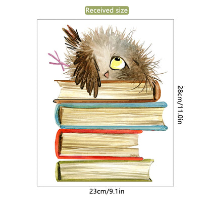 Cute Owl Books Wall Stickers PVC Kids Room Decor-HomeDecorDecals_com