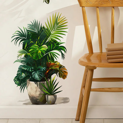 Modern style painted green plant potted self-adhesive wall stickers, suitable for home decoration in rooms, bedrooms, living roo-HomeDecorDecals_com
