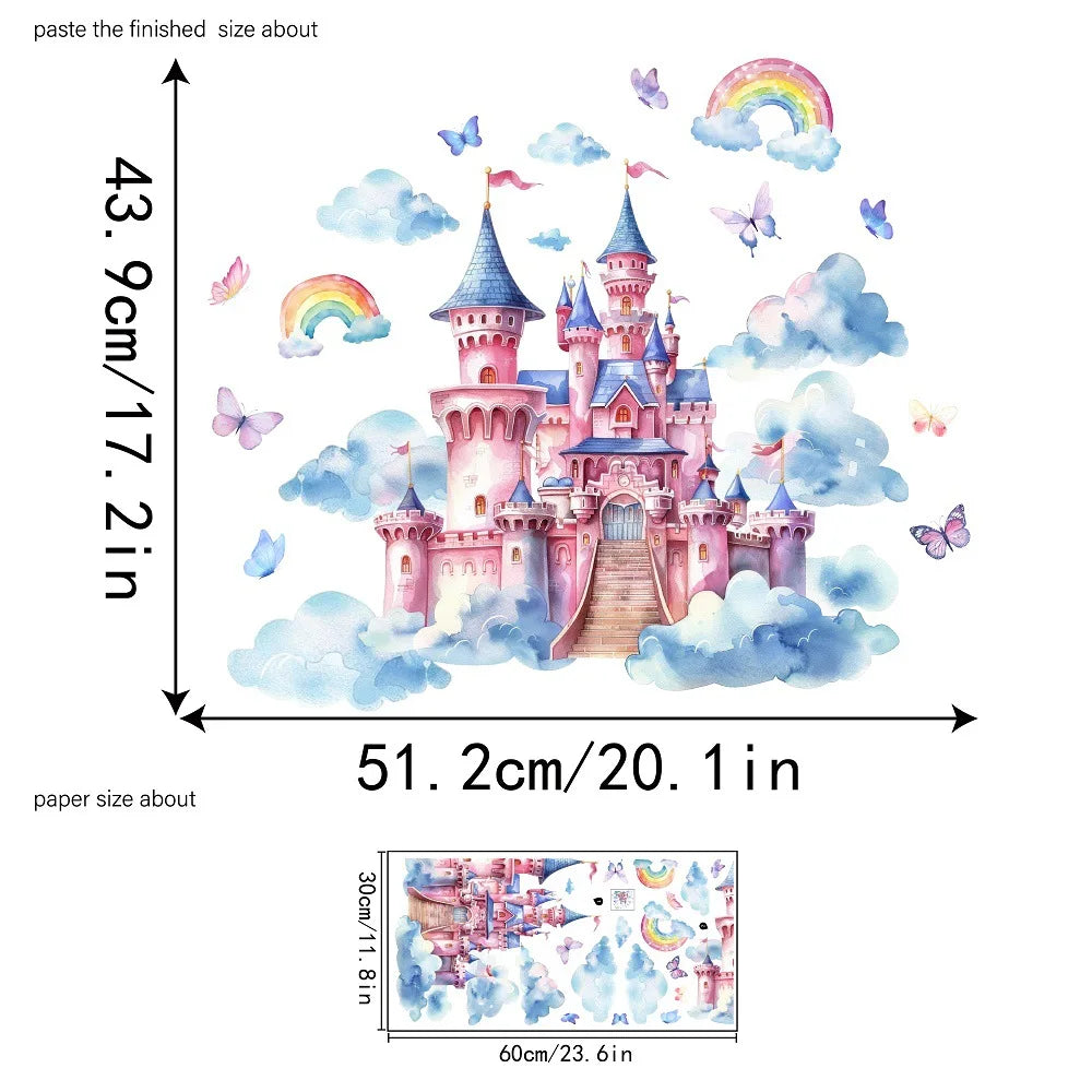Cartoon Dream Castle Wall Stickers, Children's Room Wall Decoration Beautification, Self Adhesive Stickers-HomeDecorDecals_com