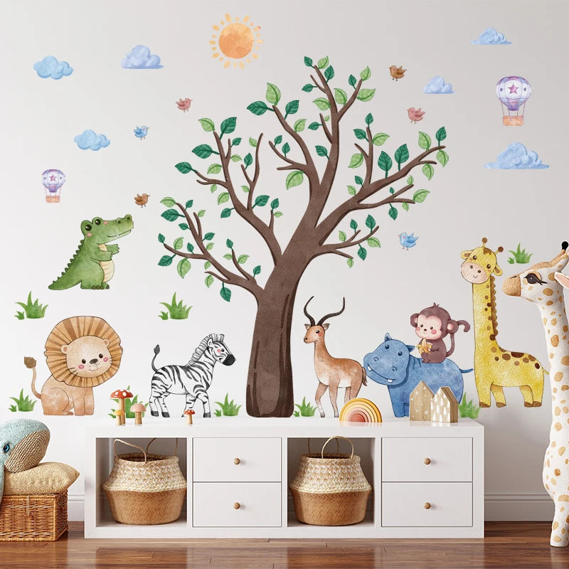 Safari Jungle Woodland Animals Wall Decals Wall Stickers for Boys Girls Baby Nursery Kids Bedroom Living Room Classroom Decor-HomeDecorDecals_com