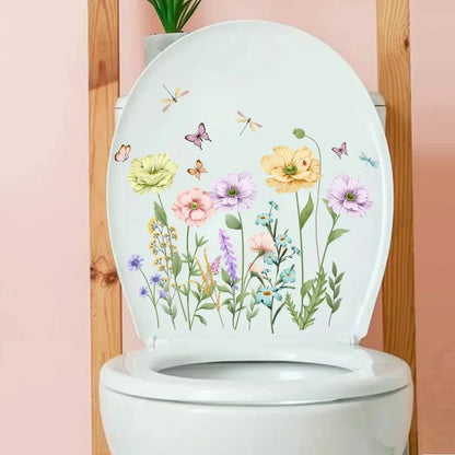 Plant Leaves Wall Sticker Toilet Sticker WC Self Adhesive Mural Beautify Flower Home Decoration Decals Refrigerator sticker-HomeDecorDecals_com
