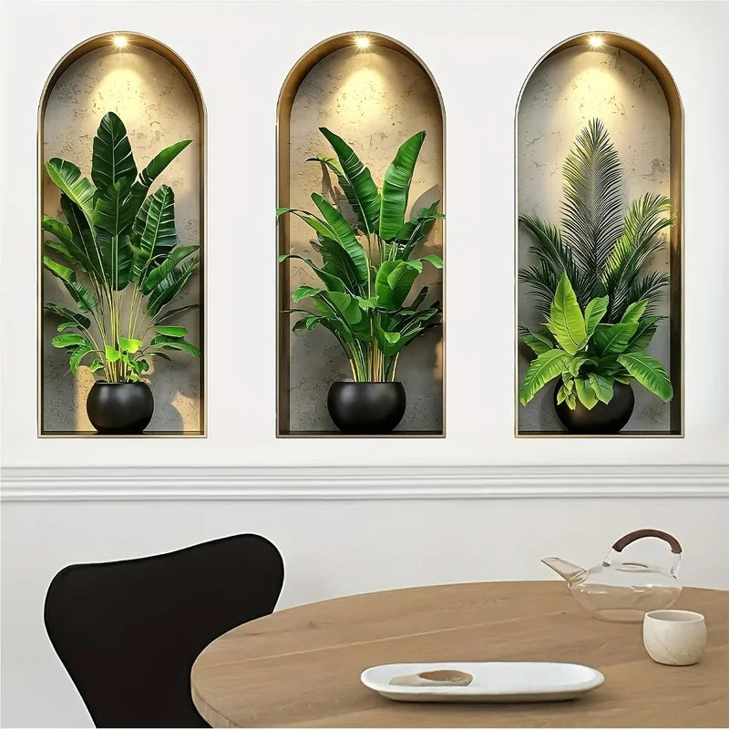 3D Watercolor Potted Plant Wall Stickers PVC-HomeDecorDecals_com