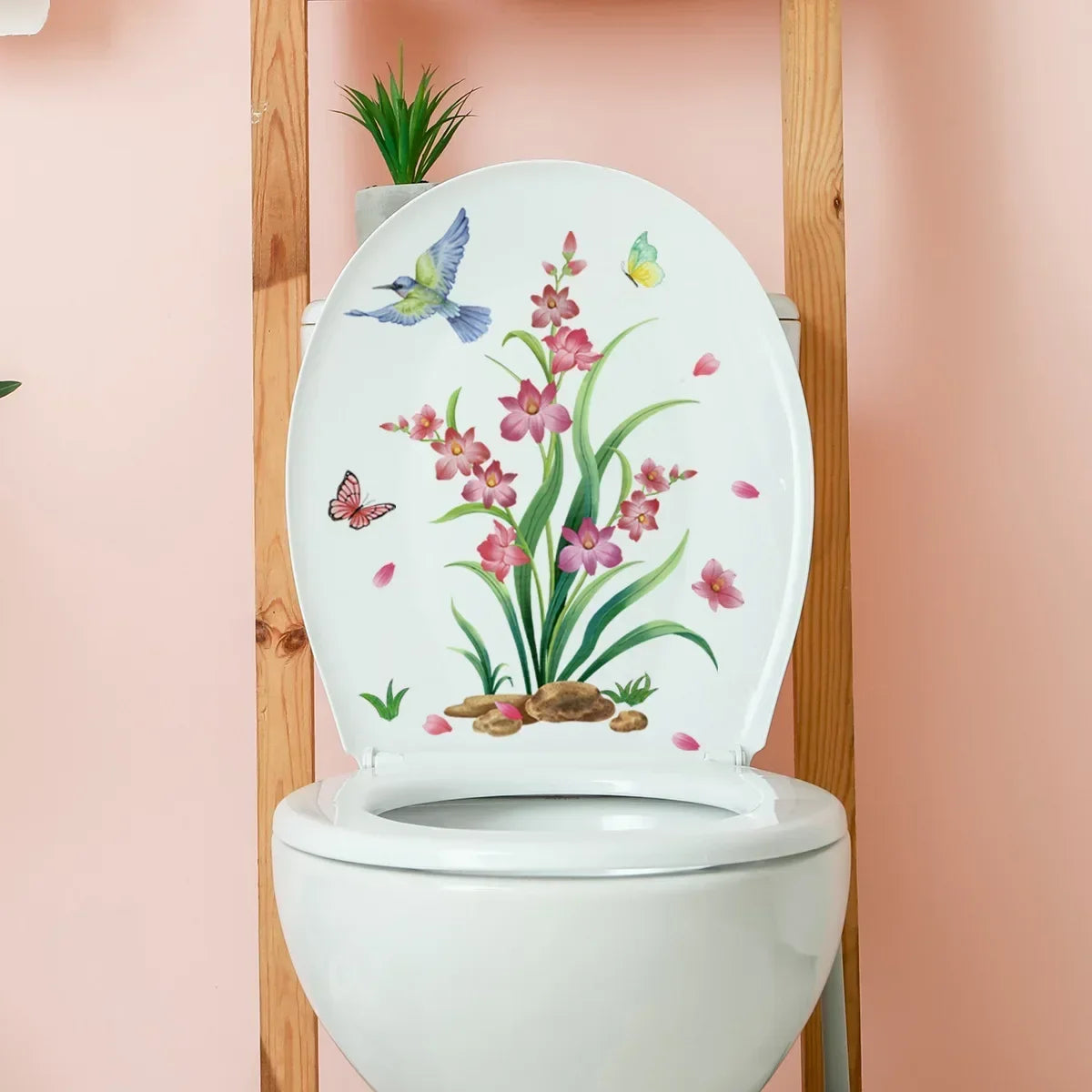Plant Leaves Wall Sticker Toilet Sticker WC Self Adhesive Mural Beautify Flower Home Decoration Decals Refrigerator sticker-HomeDecorDecals_com